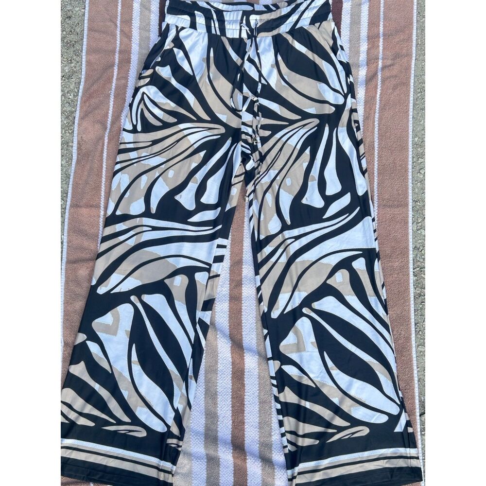 Park & Mo Abstract Zebra Print Wide Leg Pants Medium